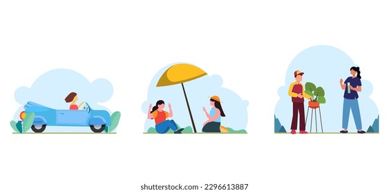 Weekend Activity Flat Bundle Design Illustration