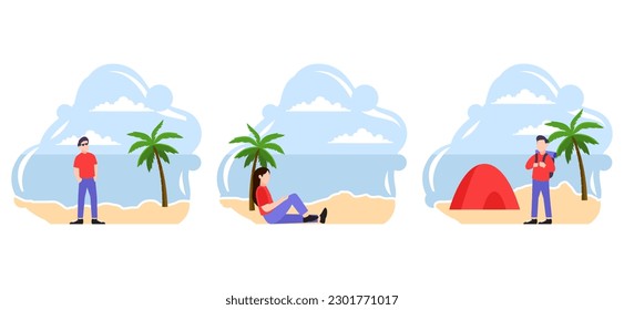 Weekend Activity Flat Bundle Design Illustration