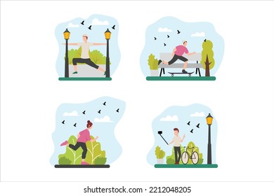 Weekend Activity Flat Design Illustration