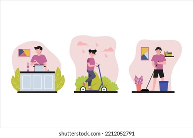 Ilustración de diseño plano de actividad de fin de semana