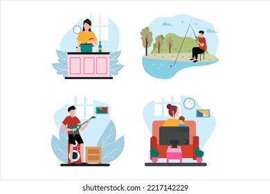 Ilustración de diseño plano de actividad de fin de semana