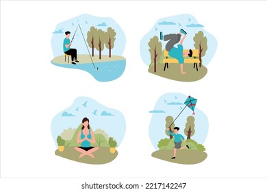 Weekend Activity Flat Design Illustration