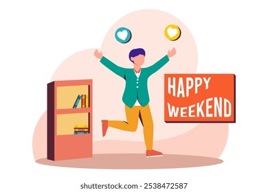 Ilustración de diseño plano de actividad de fin de semana