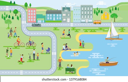 Weekend activity Outdoors by the lake