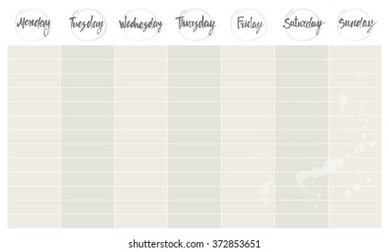 Weekend Agenda Vector Template. Basic Weekly Planner