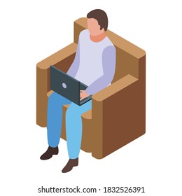Weekend armchair web surfing icon. Isometric of weekend armchair web surfing vector icon for web design isolated on white background