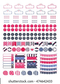 Weekend banners,weather icons and more,printable planner stickers for agenda,bullet journal,projects.Nautical colors,summer graphics,Vector clipart.Clipart