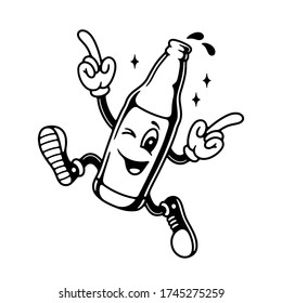 WEEKEND CALL CARTOON BOTTLE BLACK WHITE BACKGROUND