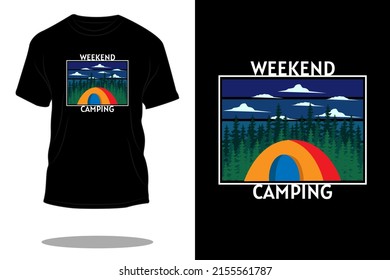 weekend camping retro t shirt design