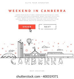 Weekend in Canberra. Capital city of Australia.  landing page for the tour operator. svg