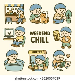Weekend chill activities include relaxing, gardening, and enjoying coffee with friends