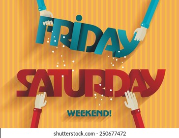 Weekend Coming - Flat Design - Vector