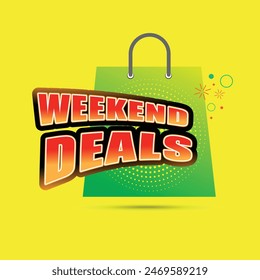 Weekend Deals, Sale, Shopping, Logo Template Vector