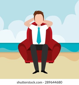 Weekend design over beachscape background, vector illustration.