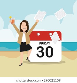 Weekend design over beachscape background, vector illustration.