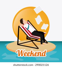 Weekend design over landscape background, vector illustration.