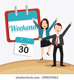 Weekend design over white background, vector illustration.