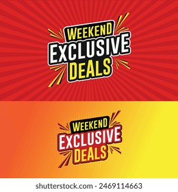 Weekend Exclusive Deals, Super Market, Shopping, Mart Sale logo Design Vector. 