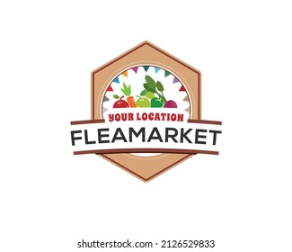 Weekend Farmer Flea Market Emblem Logo Signage	