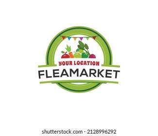 Weekend Farmer Flea Market Emblem Logo Signage	