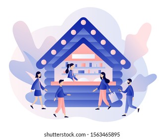 Weekend fest, food street fair, family festival concept. Modern flat cartoon style. Vector illustration
