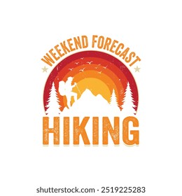 WEEKEND FORCAST HIKING VECTOR DESIGN ILLUSTRATION