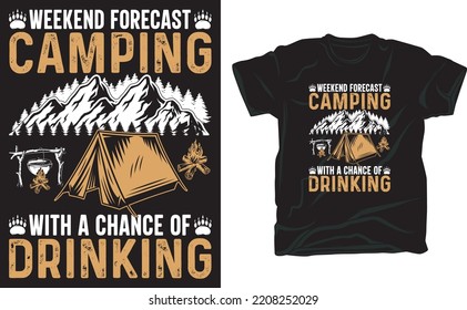 Weekend forecast camping t-shirt design