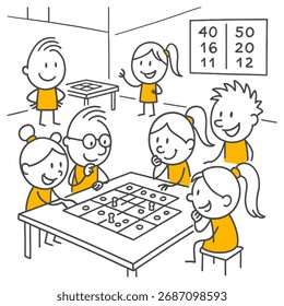 Wochenendspaß Eine mentale und entspannende Aktivität von Einzelpersonen rund um ein Spielbrett versammelt.