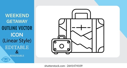 Weekend Getaway Concept with Suitcase Outline Vector Icon