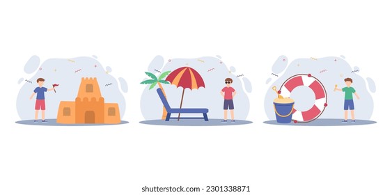 Ilustración de paquete plano de vacaciones de fin de semana