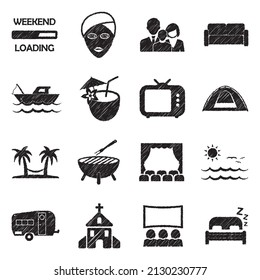 Iconos de fin de semana. Diseño de esgrima negra. Ilustración vectorial.
