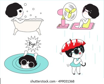 Weekend Life Character illustration set