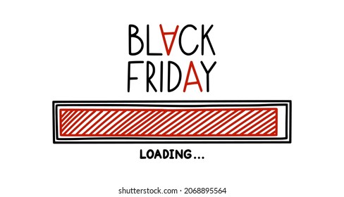 Weekend loading bar. Infographics design element with status of sale start. Hand drawn vector illustration isolated in white background