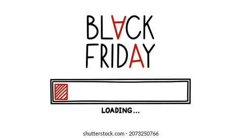 Weekend loading bar. Infographics design element with status of sale start. Hand drawn vector illustration isolated in white background