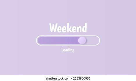 Weekend loading text on light purple background. Futuristic design. Vector illustration