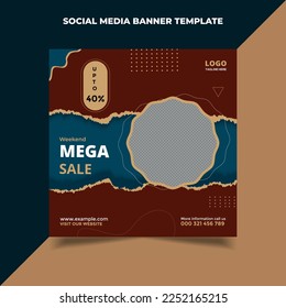 Weekend mega sale social media post template design