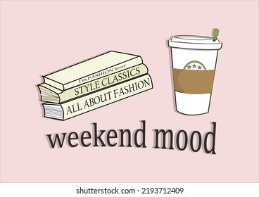 weekend mood pink books design