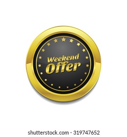 Weekend Offer Golden Vector Icon Button