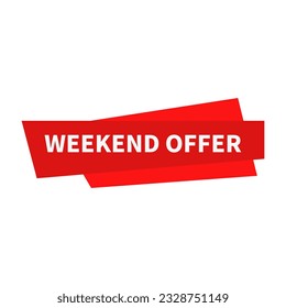 Weekend Offer In Red Color Rectangle Unique Shape For Business Business
