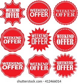 Weekend offer red label. Weekend offer red sign. Weekend offer red banner. Vector illustration