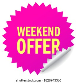 Weekend offer star note paper on white background, positit adhesive glue paper