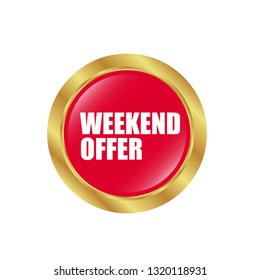 weekend offer sticker,label,banner. red color