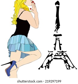 A weekend in Paris  - A beautiful girl sends a kiss from Paris