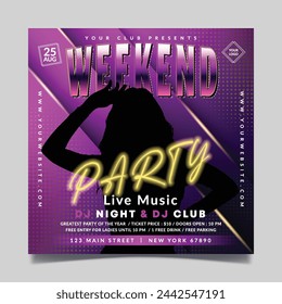 Weekend party flyer template with abstract background