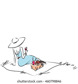 Weekend picnic on white background