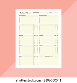 Weekend Planner Template Printable | Weekend Schedule template.