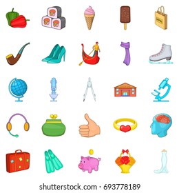 Weekend rest icons set. Cartoon set of 25 weekend rest vector icons for web isolated on white background
