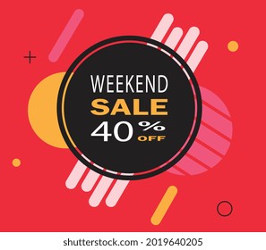 venta de fin de semana 40% de descuento para edición con color rojo
