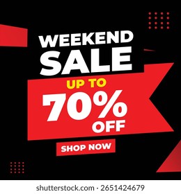 Weekend Sale Banner Up to 70% OFF  Bold Editable Vector Promo for Ecommerce  Social Media

