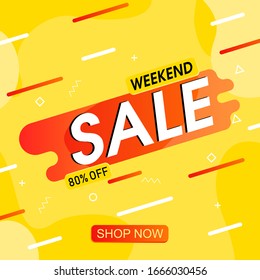 Weekend sale banner promotion tempate up to 80% .EPS 10. Smart design for your business ad.